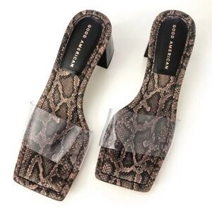 Good American Women’s Snakeskin Cushioned Sole Block Heel/Slide | NEW/NIB!!🖤🤎